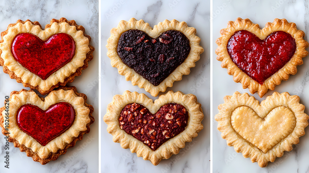 heart shaped cookies on a plate, Valentine day celebration card heart shaped cookies on a plate, Valentine day celebration card