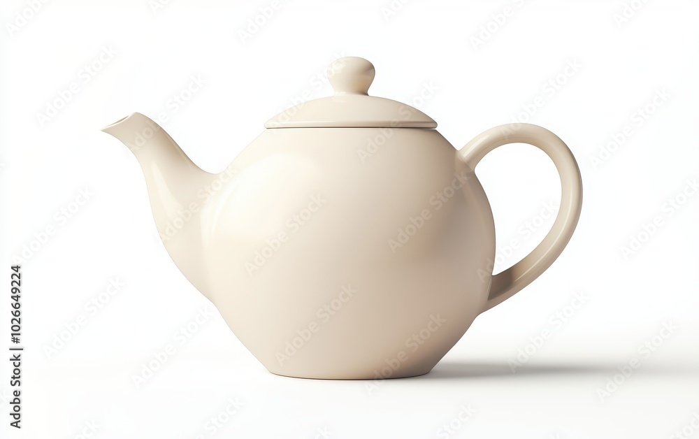 Modern ceramic teapot with a smooth, matte finish and a minimalist spout, isolated on white Modern ceramic teapot with a smooth, matte finish and a minimalist spout, isolated on white