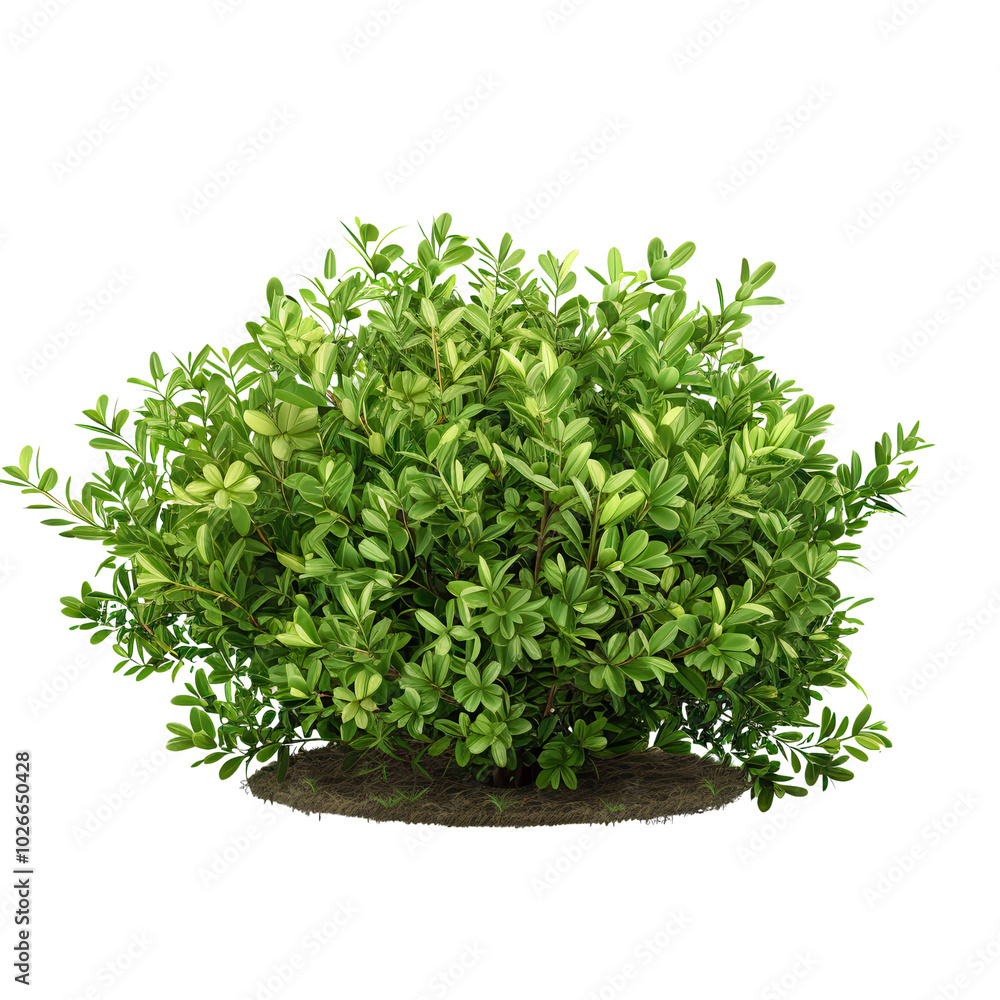 A small bush with green leaves is sitting on a white background A small bush with green leaves is sitting on a white background
