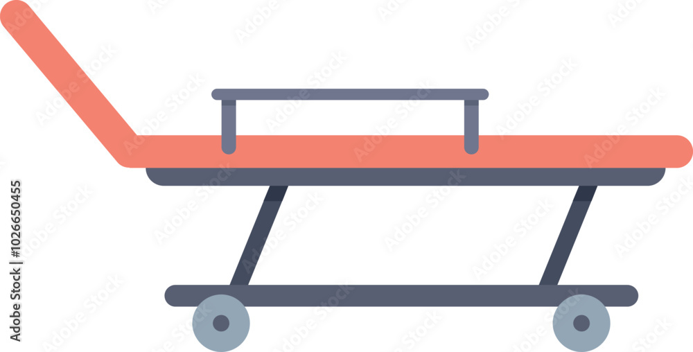 Hospital gurney stretcher bed icon in flat style isolated on white background Hospital gurney stretcher bed icon in flat style isolated on white background