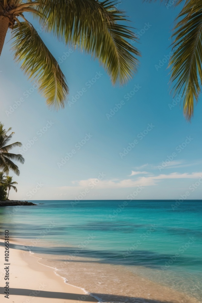 Serene Tropical Beach with Clear Blue Ocean Water. Serene Tropical Beach with Clear Blue Ocean Water.