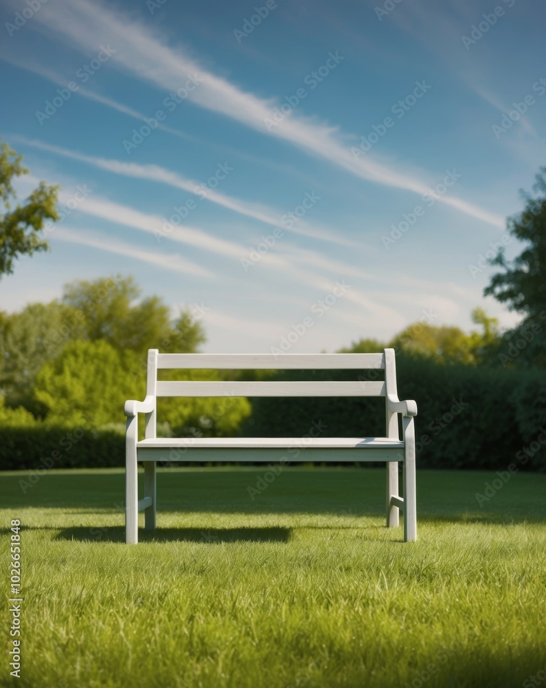 Sunny Summer Day Green Grass and a Bench in the Park. Sunny Summer Day Green Grass and a Bench in the Park.