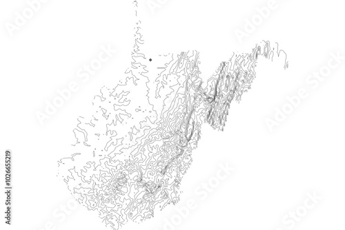 West Virginia Elevation Contour Map SVG - Topographic Terrain Lines for Geographic Design. Appalachian Mountain Vector Relief.