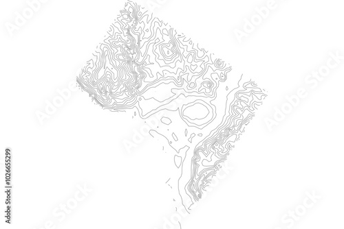 District of Columbia 1-bit contour map topography. Detailed elevation lines minimalist black white vector graphic. Scalable SVG for cartography, GIS visualization, graphic design