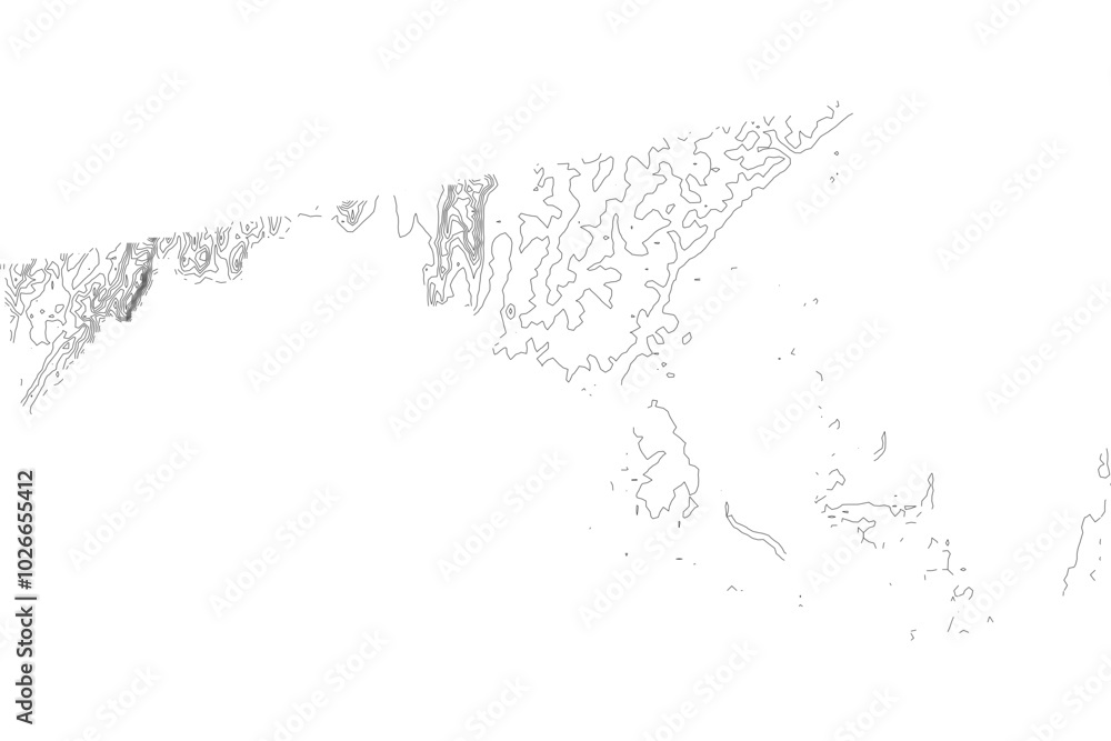 Naklejka premium Maryland 1-bit contour map topography. Detailed elevation terrain lines minimalist black white vector graphic style. Scalable SVG for cartography, GIS visualization, graphic design