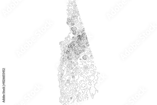 New Hampshire 1-bit contour map topography. Detailed elevation lines minimalist black white vector graphic style. Scalable SVG for cartography, GIS visualization, graphic design, education, art prints