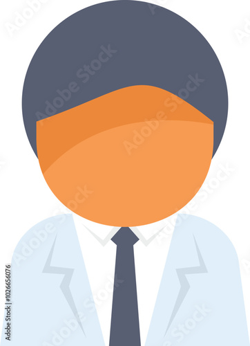 Simple design of a male doctor character wearing a lab coat and tie in a flat icon style