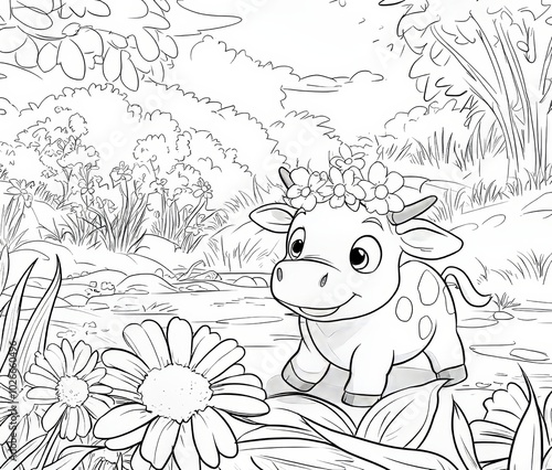 Coloring pages for children and kids of cows