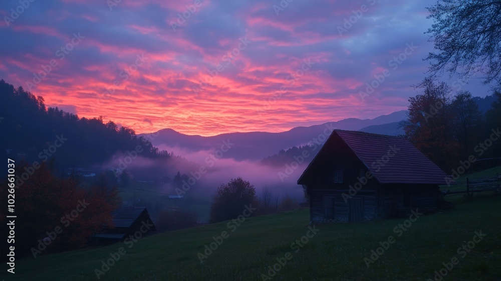 Rural Slovenia at daybreak Rural Slovenia at daybreak