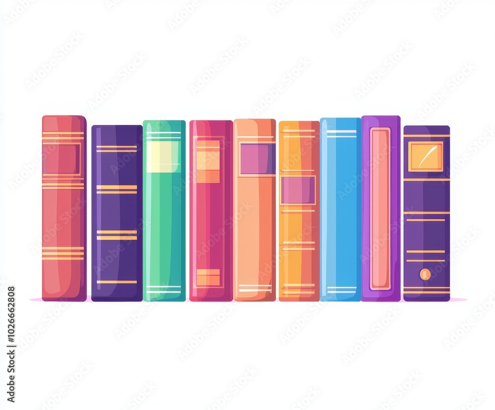 Fototapeta premium A multicolored book with a modern design, viewed from the back