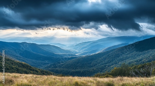 Carpathian Mountains storm view, Ukraine