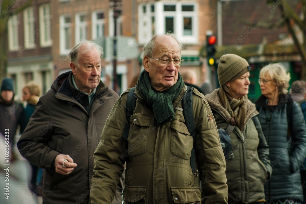 View of unknowns Dutch people walking in the streets of Amsterdam in the afternoon View of unknowns Dutch people walking in the streets of Amsterdam in the afternoon