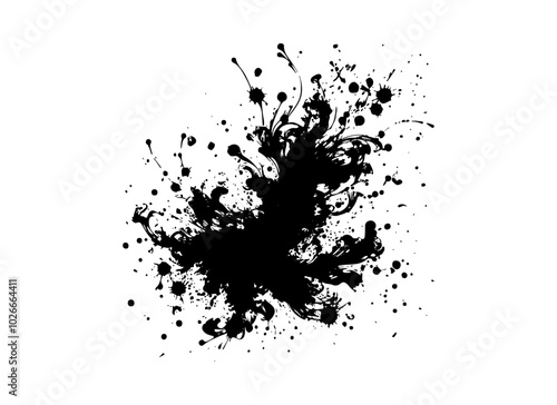 Black ink spalash and scattered vector suitable to use as brush in illustrator