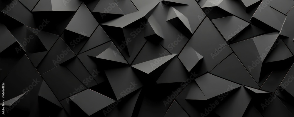 Abstract black triangular pattern with 3D depth and sharp shadows Abstract black triangular pattern with 3D depth and sharp shadows