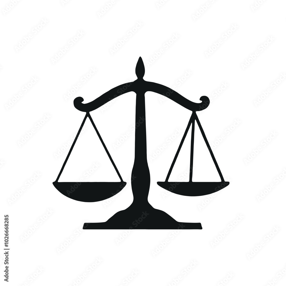 A black silhouette of a scale of justice, representing the concept of law and fairness A black silhouette of a scale of justice, representing the concept of law and fairness