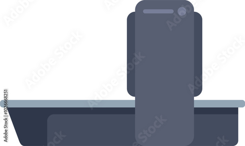 Illustration of an empty airport check in counter with a conveyor belt for luggage