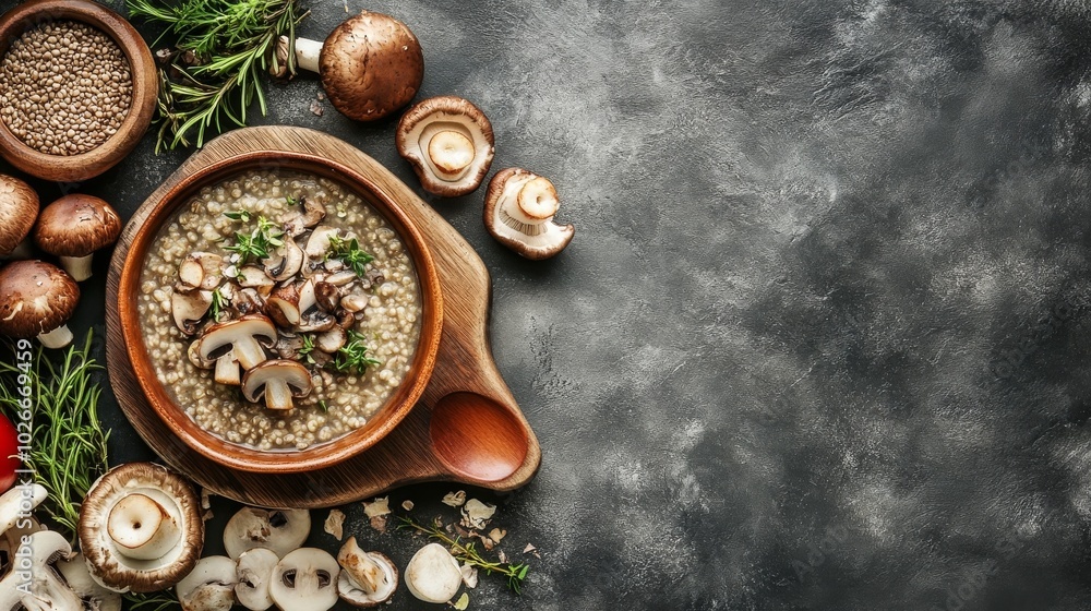 Food with buckwheat and mushrooms Food with buckwheat and mushrooms