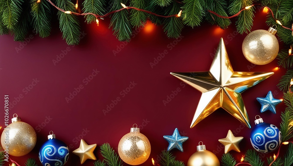 Image is a festive holiday-themed layout featuring a dark red background adorned with Christmas decorations Image is a festive holiday-themed layout featuring a dark red background adorned with Christmas decorations