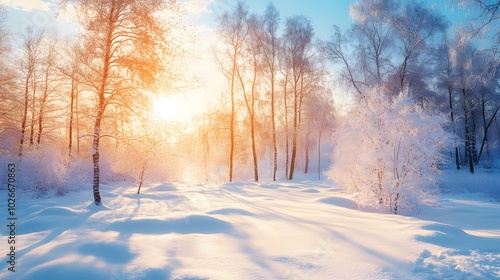 Wallpaper Mural A winter scene with snow-covered trees and branches sparkling in the sunlight Torontodigital.ca