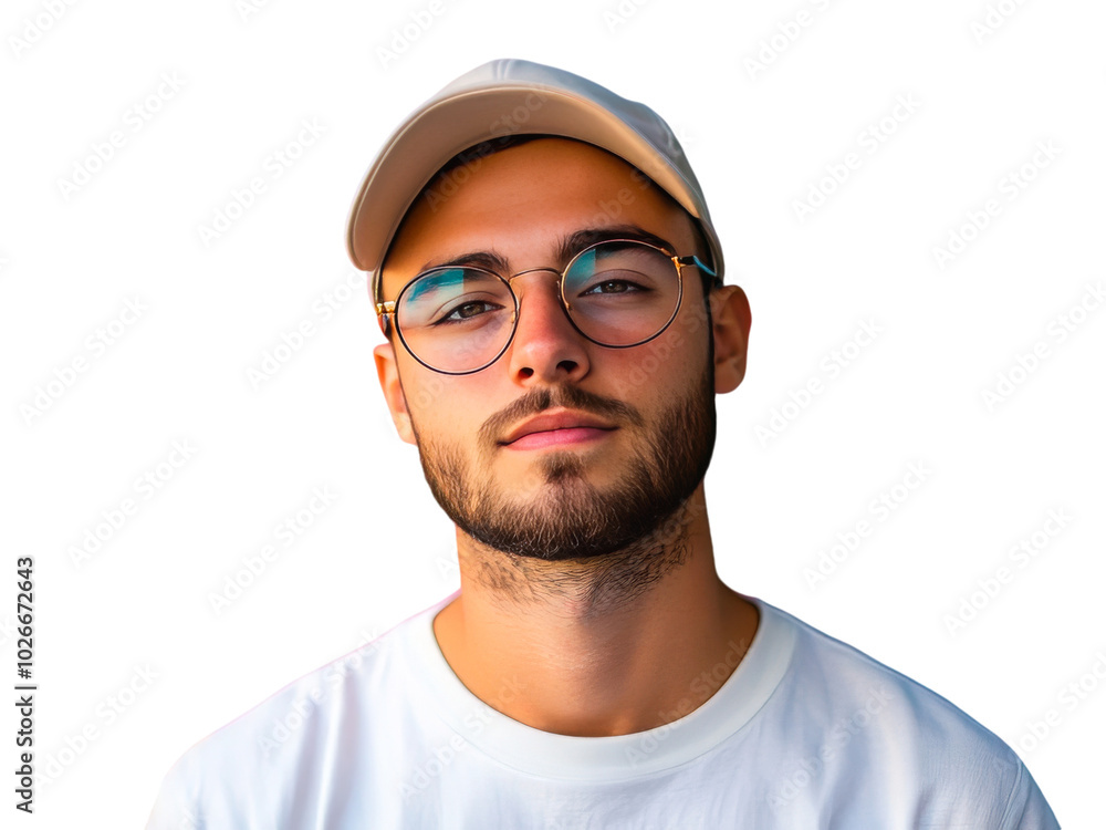 Bearded Man with Glasses and Yellow Hat Bearded Man with Glasses and Yellow Hat