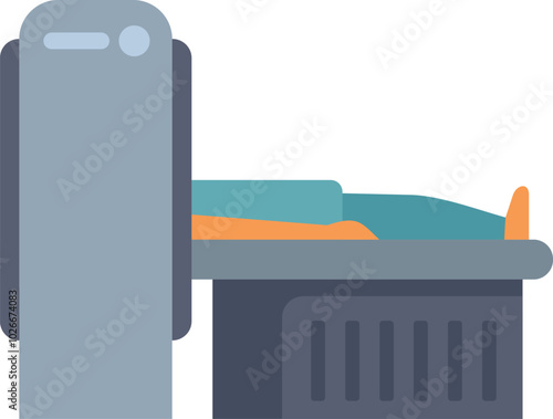 Medical illustration of a patient lying down undergoing an mri scan examination procedure