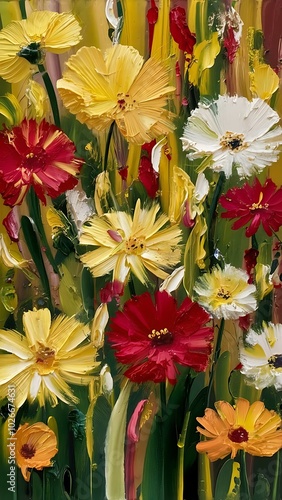 Wallpaper Mural Abstract colorful oil, acrylic painting of spring flower. Hand painted brush stroke on canvas. Illustration oil painting floral for background. Modern art paintings flowers with yellow, red color. Torontodigital.ca