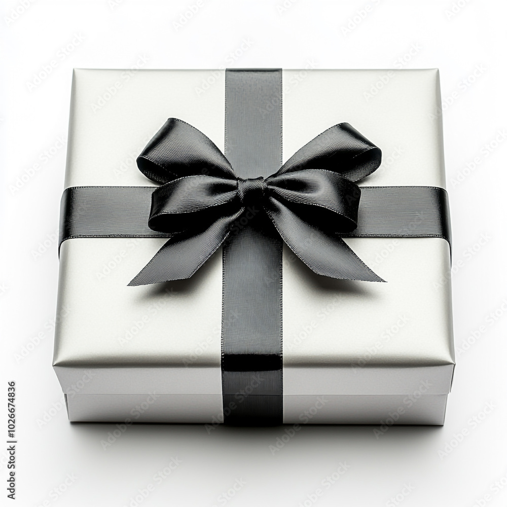 Sleek Silver Gift Box Perspective View Sleek Silver Gift Box Perspective View