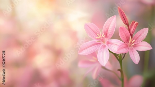 Pink rain lily closeup