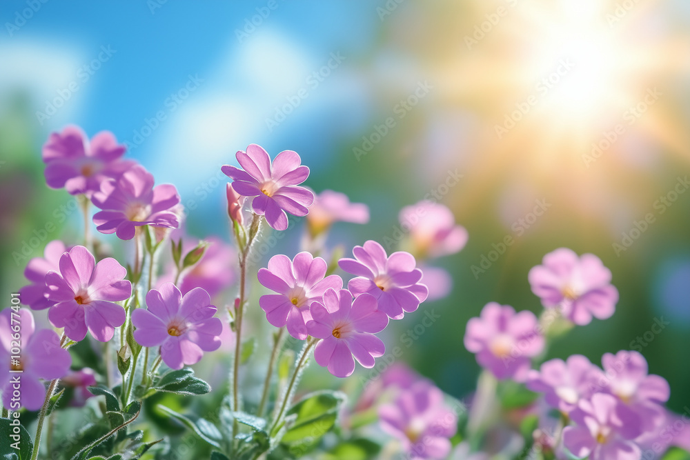 Beautiful Photo of Verbena Flowers in Bright Sunshine and Summer Weather Beautiful Photo of Verbena Flowers in Bright Sunshine and Summer Weather