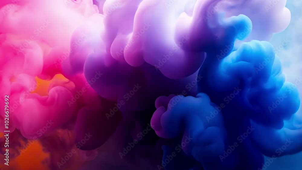 Colorful fluffy clouds of neon pink purple and orange floating swirling together in a vibrant abstract motion composition Colorful fluffy clouds of neon pink purple and orange floating swirling together in a vibrant abstract motion composition