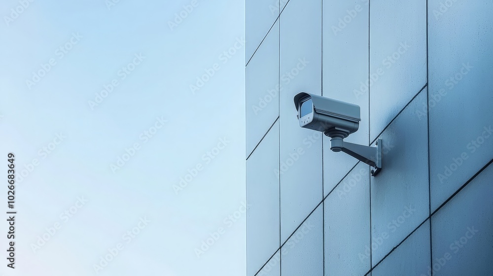 Modern CCTV Camera on Exterior Wall Modern CCTV Camera on Exterior Wall