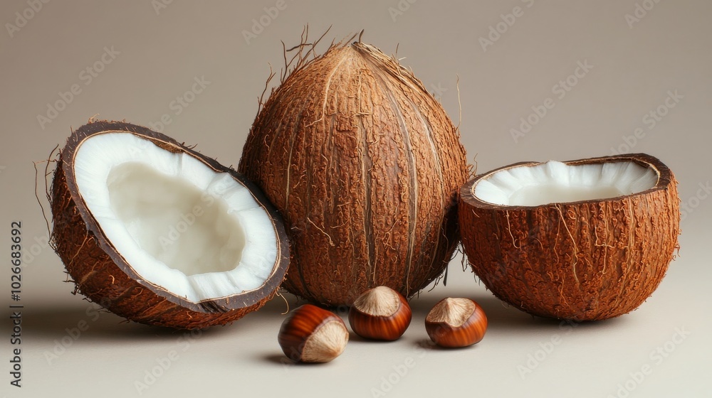 Coconut with raw hazelnuts Coconut with raw hazelnuts