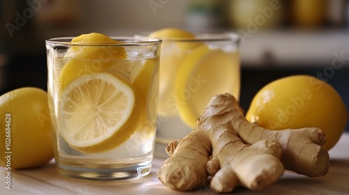 Focus on ginger lemon drink