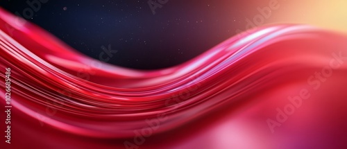  A tight shot of a crimson wave against a black backdrop, with a vacuum within its crest, and a solitary star gleaming in the night sky