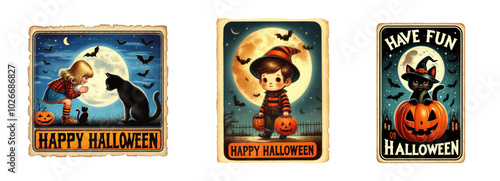 Watercolor Vintage Halloween Cards