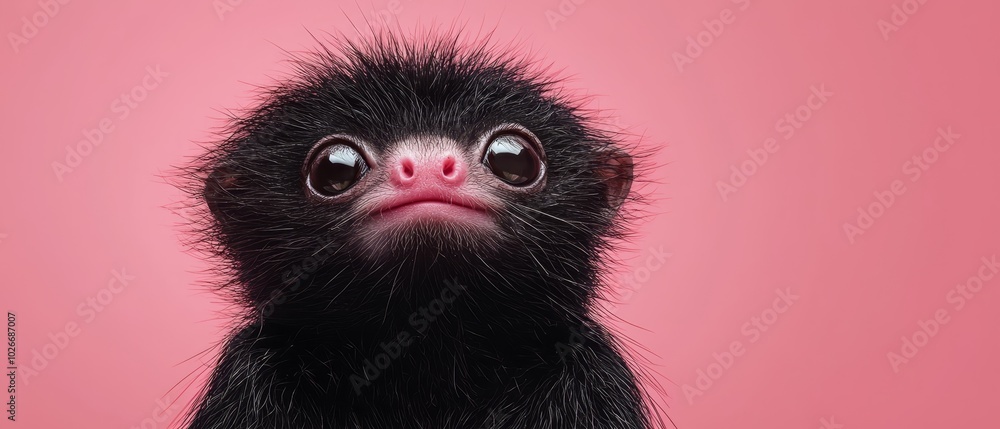 A tight shot of a small animal against a pink backdrop, its face softly blurred A tight shot of a small animal against a pink backdrop, its face softly blurred