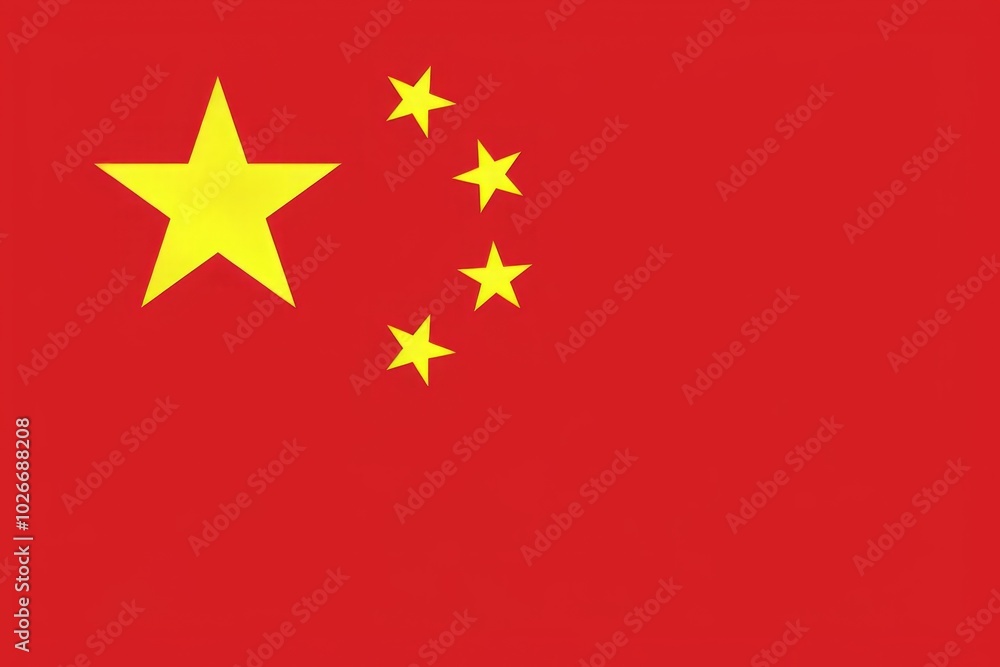 A red and yellow Chinese flag with five stars A red and yellow Chinese flag with five stars