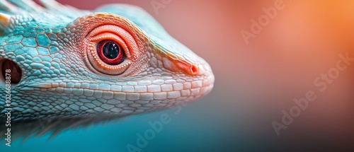 Wallpaper Mural  A tight shot of a lizard's head with an orange-blue stripe visible at its tail end Torontodigital.ca