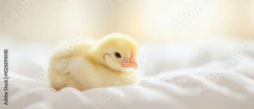 Wallpaper Mural  A tight shot of a small yellow duck on a white comfortered bed facing a window in the background Torontodigital.ca