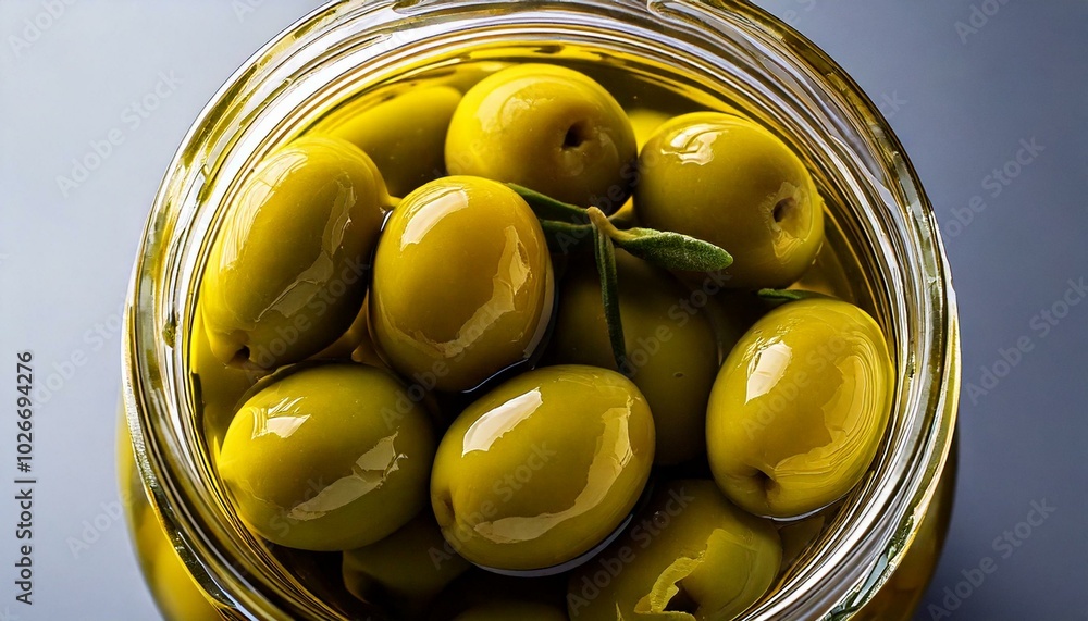 green olives in a glass jar