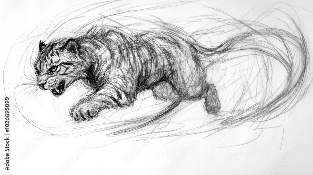 Obraz premium Dynamic Pencil Sketch of a Wild Animal in Motion