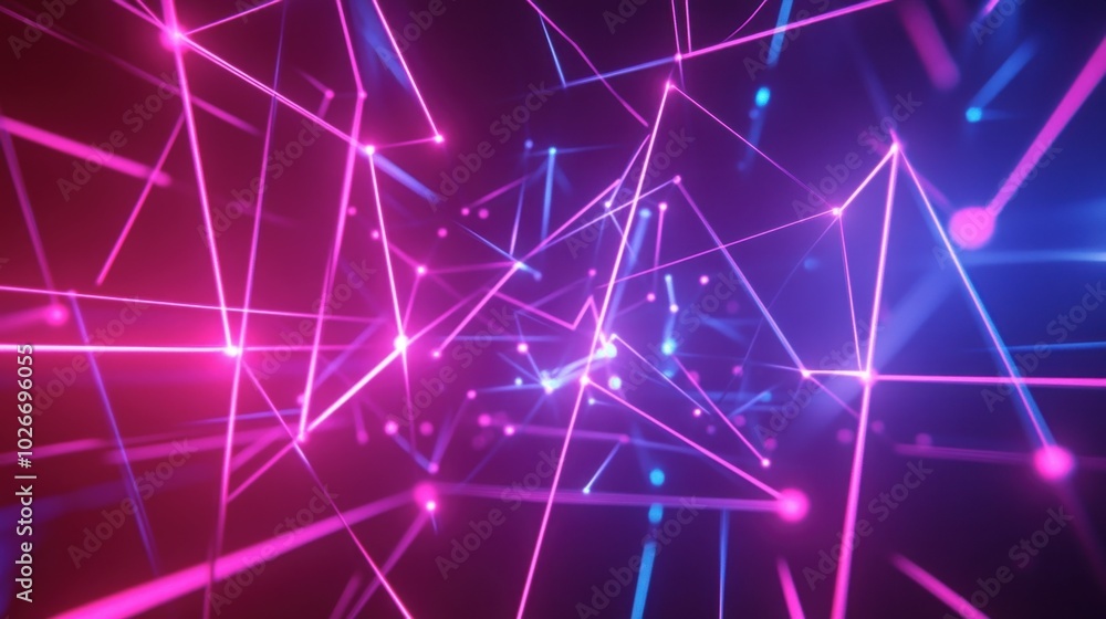 A glowing network of geometric shapes connected by thin neon lines, symbolizing data flow. A glowing network of geometric shapes connected by thin neon lines, symbolizing data flow.