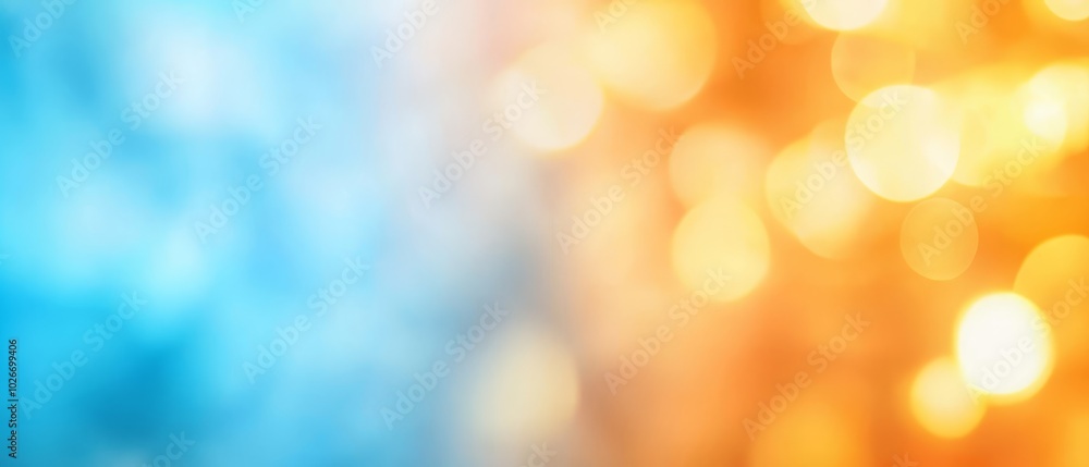 Obraz premium A blurred image featuring an indistinct blue, yellow, and orange background with a central blur