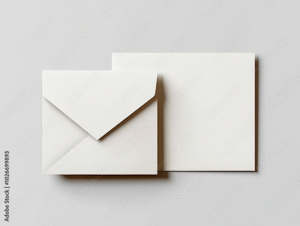 Blank business letter card with envelope on a clean background Blank business letter card with envelope on a clean background