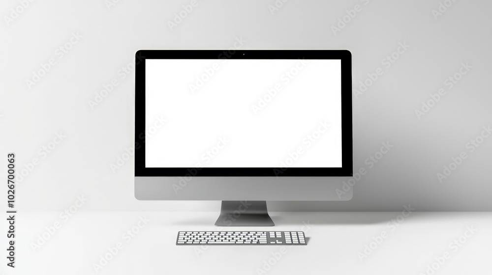 Blank computer screen mockup for advertising on clean white background Blank computer screen mockup for advertising on clean white background