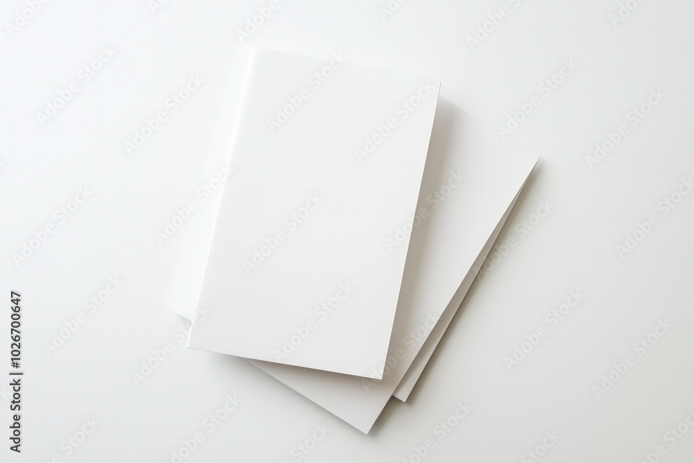 Blank folded leaflet template, white paper for desktop calendar use, placed on a white background Blank folded leaflet template, white paper for desktop calendar use, placed on a white background