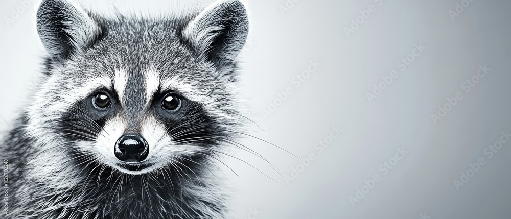 A tight shot of a raccoon's visage featuring a soft focus effect A tight shot of a raccoon's visage featuring a soft focus effect