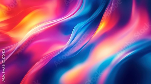 Glowing light swirls in vibrant hues blending into a smooth, dark background.