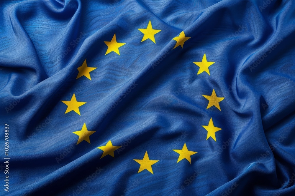 A blue and yellow flag with stars on it A blue and yellow flag with stars on it