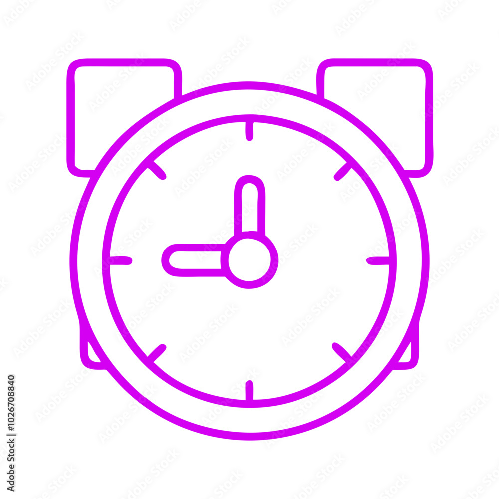 Simple outline of an alarm clock icon, representing time management and punctuality Simple outline of an alarm clock icon, representing time management and punctuality